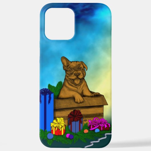 箱の中の子犬，メリークリスマス iPhoneケース (裏面)