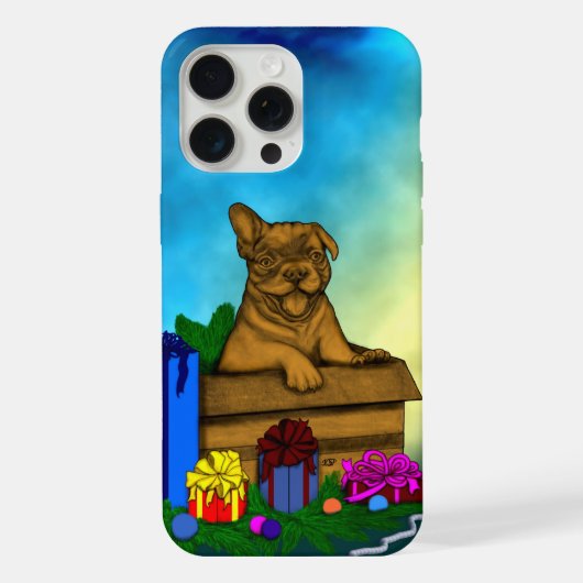 箱の中の子犬，メリークリスマス iPhoneケース (裏面)