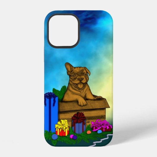 箱の中の子犬，メリークリスマス iPhoneケース (裏面)