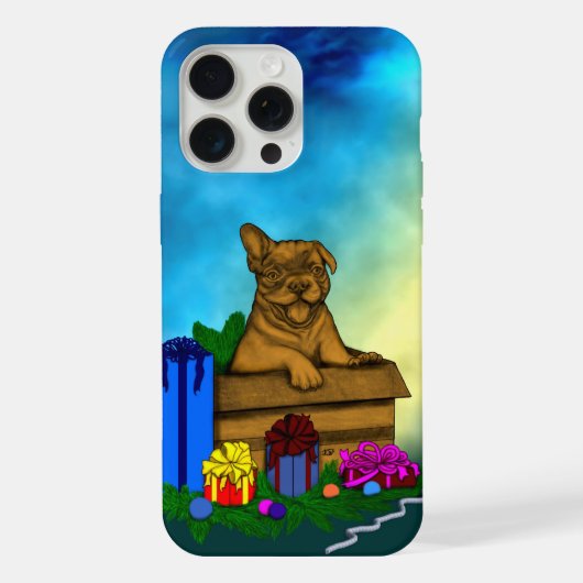 箱の中の子犬，メリークリスマス iPhoneケース (裏面)