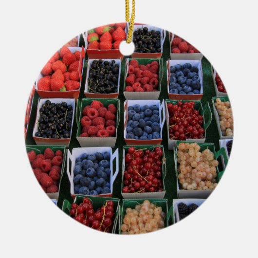 箱の中の果実クリスマス装飾 セラミックオーナメント (正面)