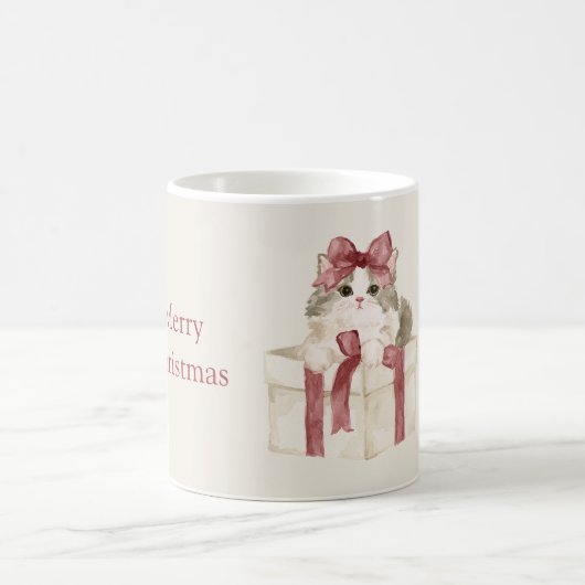 箱の中の猫のクリスマス コーヒーマグカップ (中央)