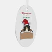 箱の中の猫のクリスマス メタルオーナメント (正面右)