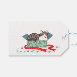 箱の中の猫クリスマスギフトタグ ギフトタグ