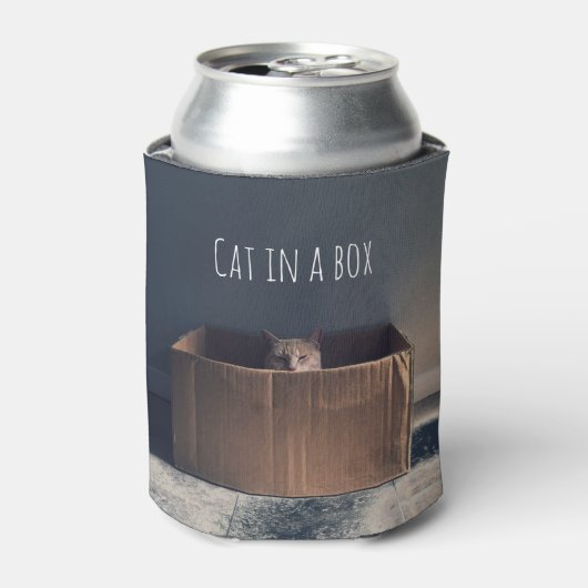 箱の中の猫。禅猫マスター。 缶クーラー (缶正面)