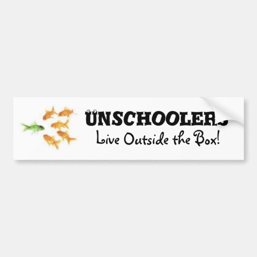 箱の外で生きているUnschoolers バンパーステッカー (正面)