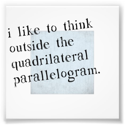 箱の外考えへ出るのが好きだ フォトプリント            (正面)