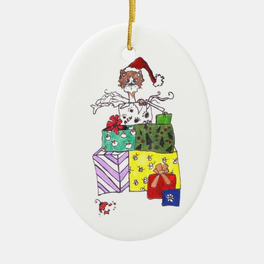 箱の猫 セラミックオーナメント (正面)