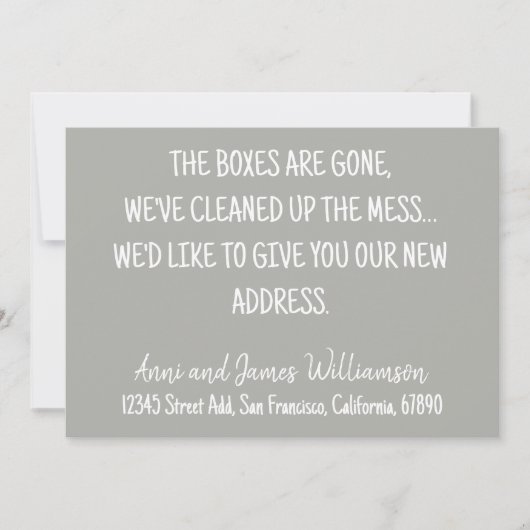 箱は消え、我々は混乱を一掃した移動 案内状 (正面)