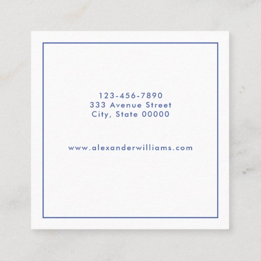 箱モノグラムのフォーマル スクエア名刺 (裏面)