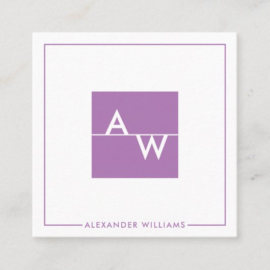 箱モノグラムのフォーマル スクエア名刺 (正面)