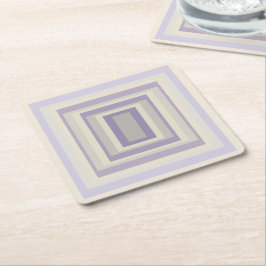 箱入りチョークグレーラベンダー幾何学的デザイン スクエアペーパーコースター