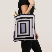 箱入りチョークグレーラベンダー幾何学的デザイン トートバッグ (クローズアップ)