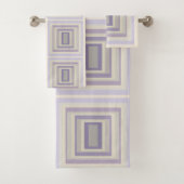 箱入りチョークグレーラベンダー幾何学的デザイン バスタオルセット (インサイチュ)