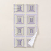 箱入りチョークグレーラベンダー幾何学的デザイン バスタオルセット (ハンドタオル)