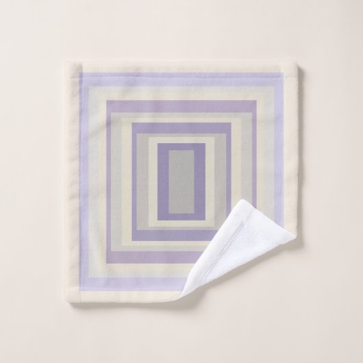 箱入りチョークグレーラベンダー幾何学的デザイン バスタオルセット (ウォッシュタオル)