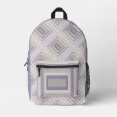 箱入りチョークグレーラベンダー幾何学的デザイン プリントバックパック (正面)