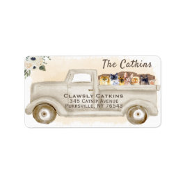 箱入りトラックの猫差出人住所ラベル ラベル