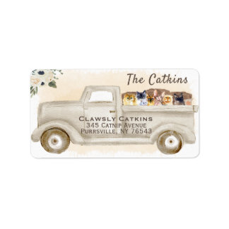 箱入りトラックの猫差出人住所ラベル ラベル