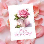 箱入りピンクのバラのバレンタインデーカード ノートカード