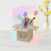 箱入りベンガル猫30歳の誕生日 カード (黄色い花)