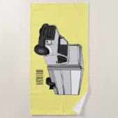 箱型トラックの漫画イラスト ビーチタオル (正面)