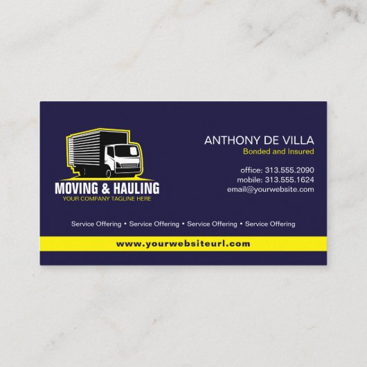 箱型トラックの移動、運搬、配送サービス  名刺 (裏面)