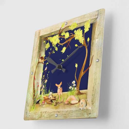 箱時計の夜景の森 スクエア壁時計 (傾斜)