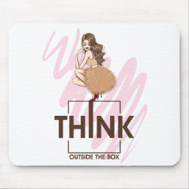 箱考えの外の女性 マウスパッド