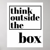 箱考え外 – おもしろい引用文はっきりしたタイポグラフィ ポスター (正面)