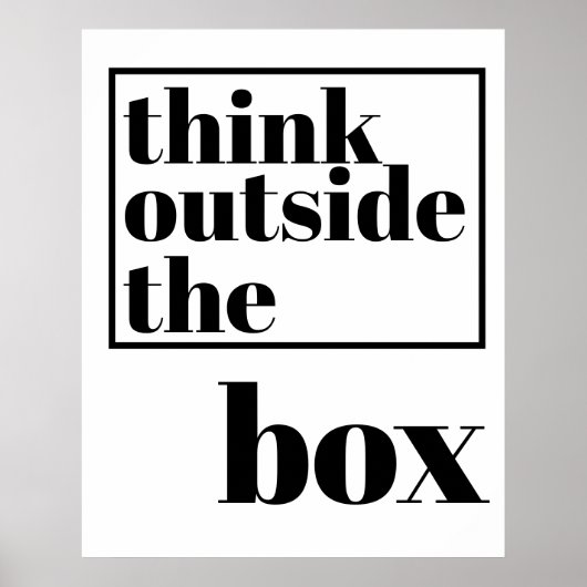 箱考え外 – おもしろい引用文はっきりしたタイポグラフィ ポスター (正面)