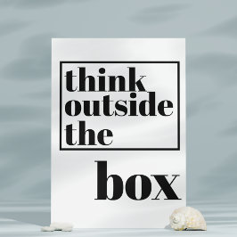 箱考え外 – おもしろい引用文はっきりしたタイポグラフィ ポストカード