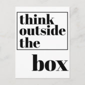 箱考え外 – おもしろい引用文はっきりしたタイポグラフィ ポストカード (正面)
