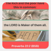 箴言メッセージ – 箴言22-2 - スクエアシール (正面)