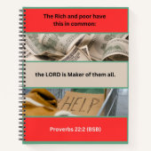 箴言メッセージ – 箴言22-2 - 8.5 x 11スパイラル ノートブック (正面)