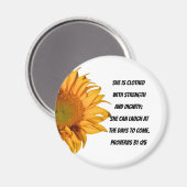 箴言第31章25節ひまわりクリスチャン マグネット (正面/裏面)