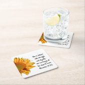 箴言第31章25節ひまわり半カスタム節 スクエアペーパーコースター (インサイチュ)