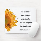 箴言第31章25節ひまわり半カスタム節 マウスパッド (マウス)