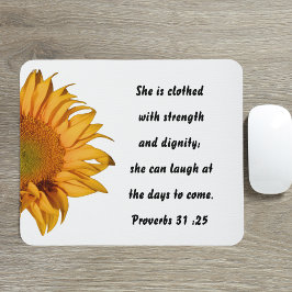 箴言第31章25節ひまわり半カスタム節 マウスパッド