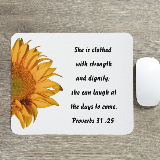 箴言第31章25節ひまわり半カスタム節 マウスパッド