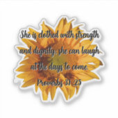 箴言第31章25節カスタム聖書ひまわり シール (正面)