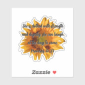 箴言第31章25節カスタム聖書ひまわり シール (シート)