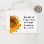 箴言第31章25節カスタム聖書ひまわり ノートカード (正面/裏面インサイチュ)