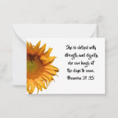 箴言第31章25節カスタム聖書ひまわり ノートカード (正面)