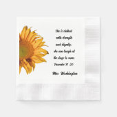 箴言第31章25節素晴らしキリスト女ひまわり 縁ありカクテルナプキン (正面)