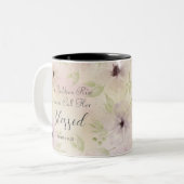 箴言第31章28節キリスト教女性フローラ ツートーンマグカップ (正面左)