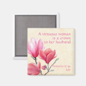 箴言12:4a – 夫に徳のある女の冠 マグネット (正面/裏面)