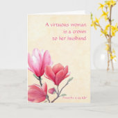 箴言12:4a - 妻へのクリスチャン グリーティング カード (黄色い花)