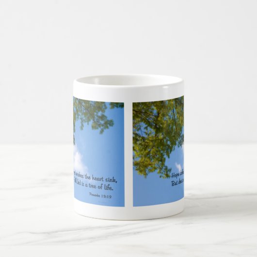 箴言13:12希望を延期すると、ハートが病気になる コーヒーマグカップ (中央)
