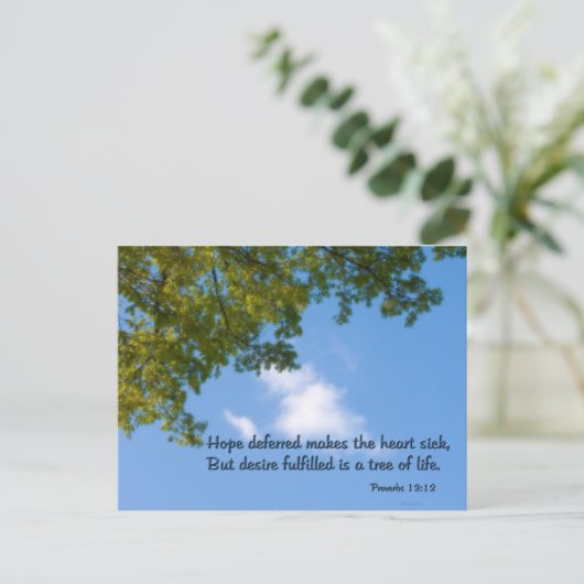 箴言13:12希望を延期すると、ハートが病気になる ポストカード (スタンド正面)